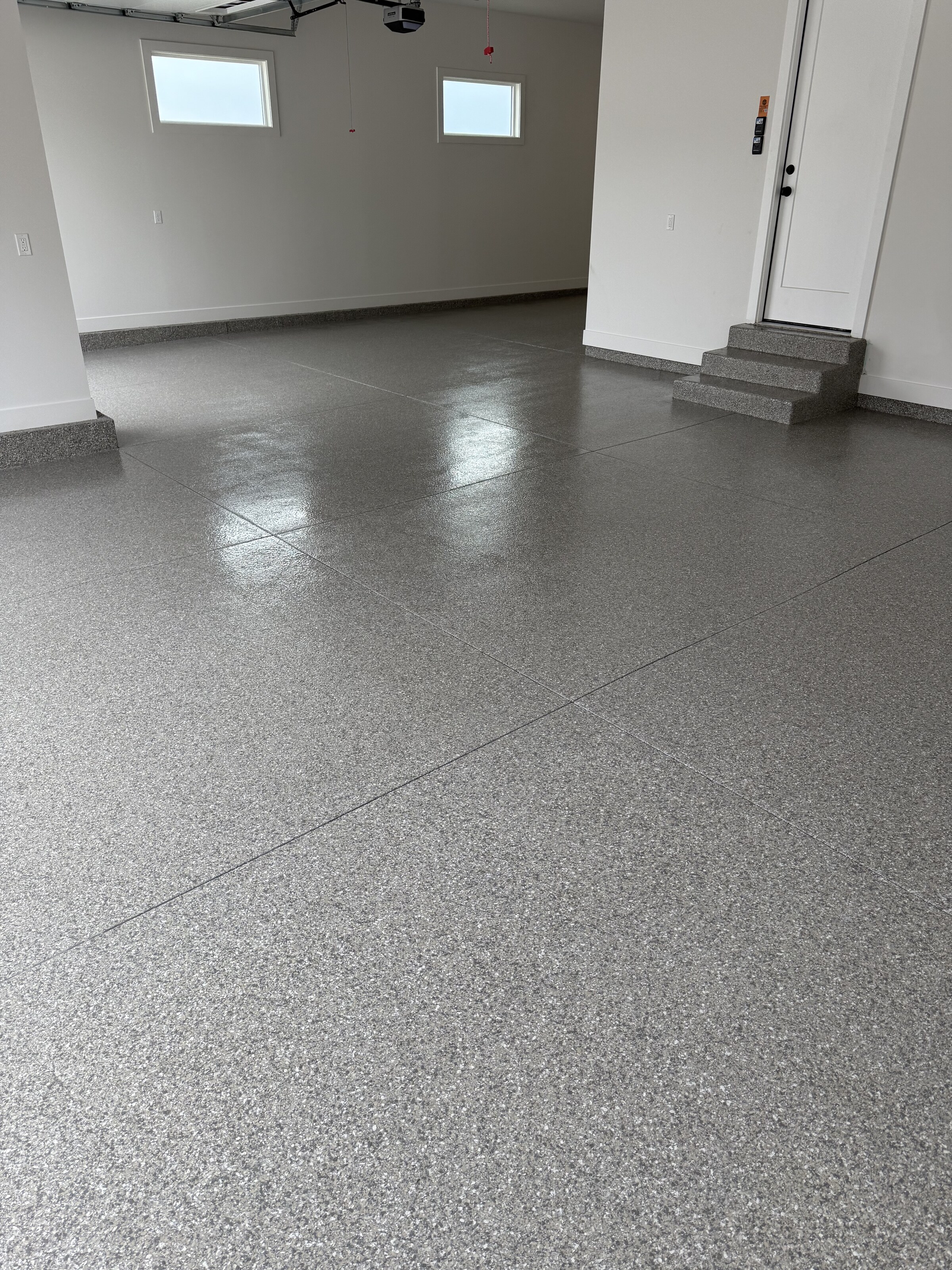 Finished polyaspartic garage floor